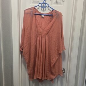 Diane Von Furstenberg Women's Fleurette Silk Chiffon Kaftan Dress Coral Size 4
